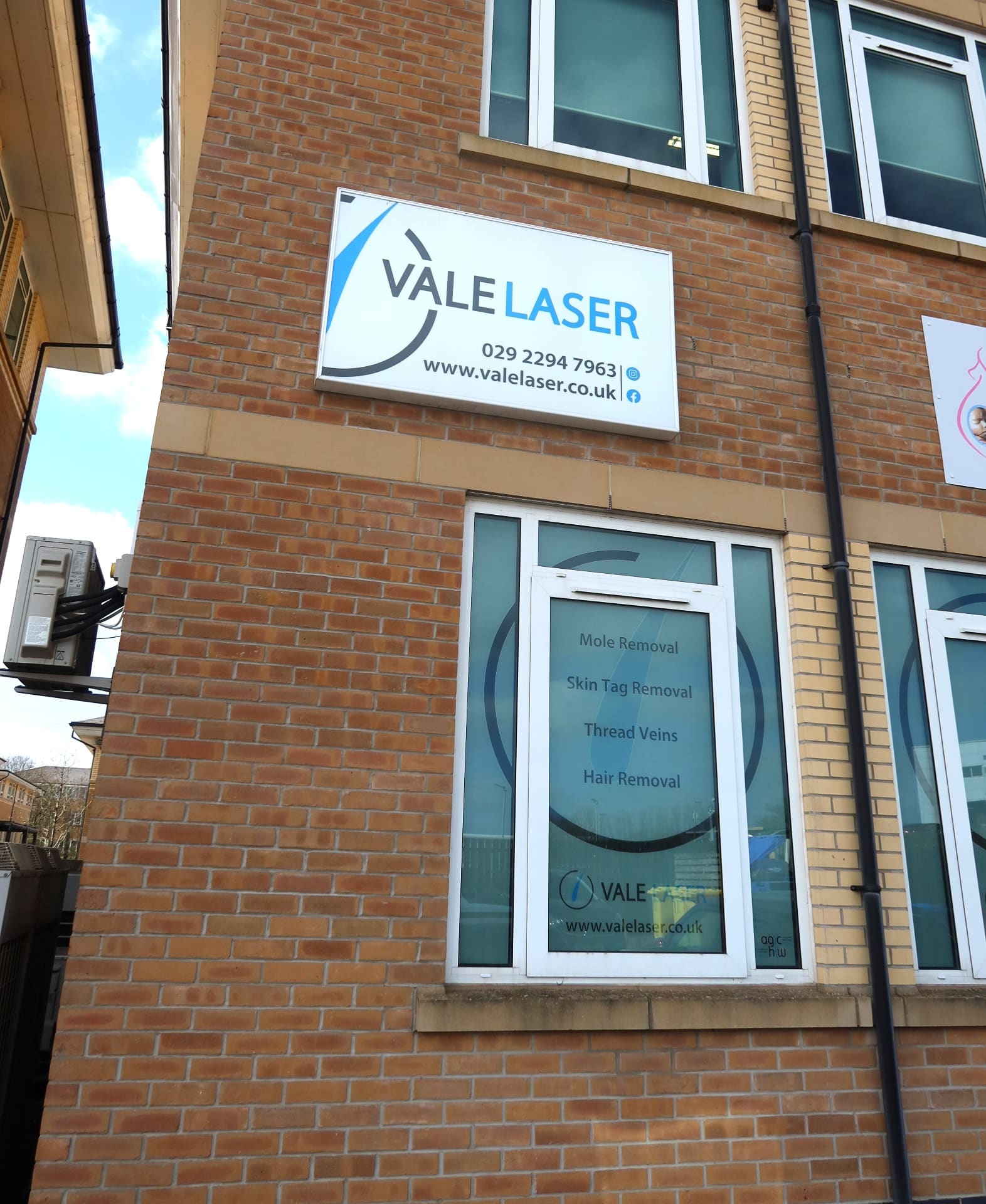 Vale Laser Aesthetics exterior signage at Cardiff Gate