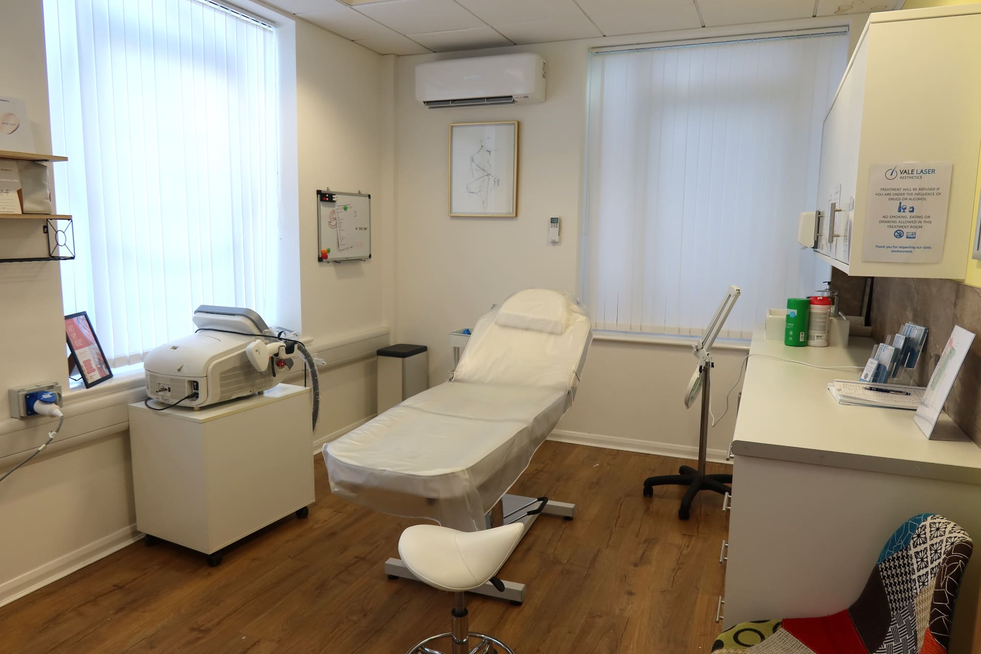 Treatment room at Vale Laser Aesthetics Cardiff Gate